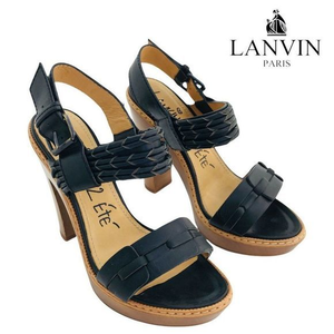 Lanvin 2012 ETE Women's US‎ 6.5 Twisted Woven Leather Wood Platform Heels EU37.5